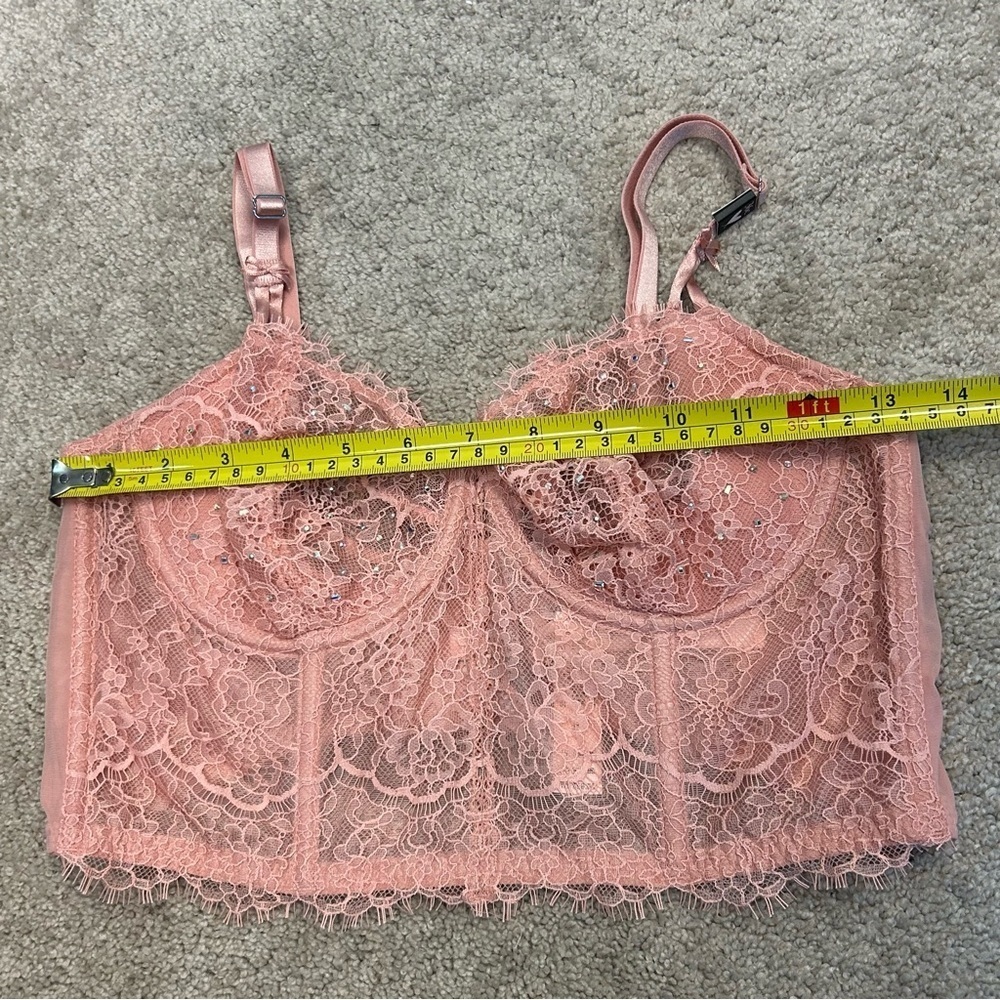 Victoria’s Secret HOLIDAYS/Dream Angel Pink Rhinestone Lace Bra Corset Bustier - Picture 9 of 11